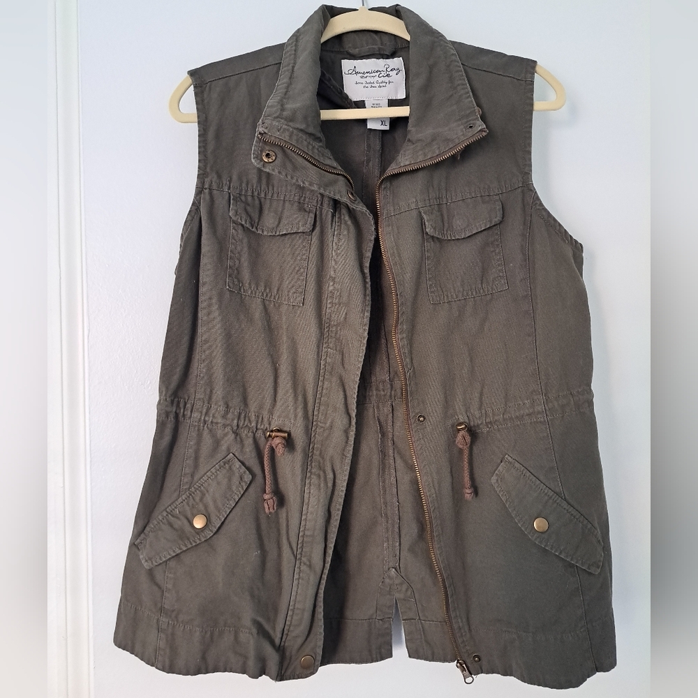 American Rag Cie Women's Utility Vest Olive Green XL